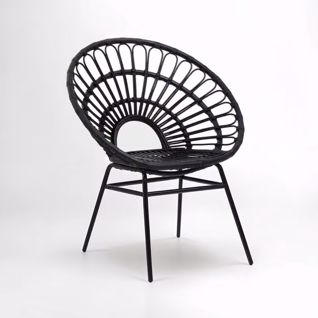 Orsina Java Black Natural Rattan Flared Back Chair