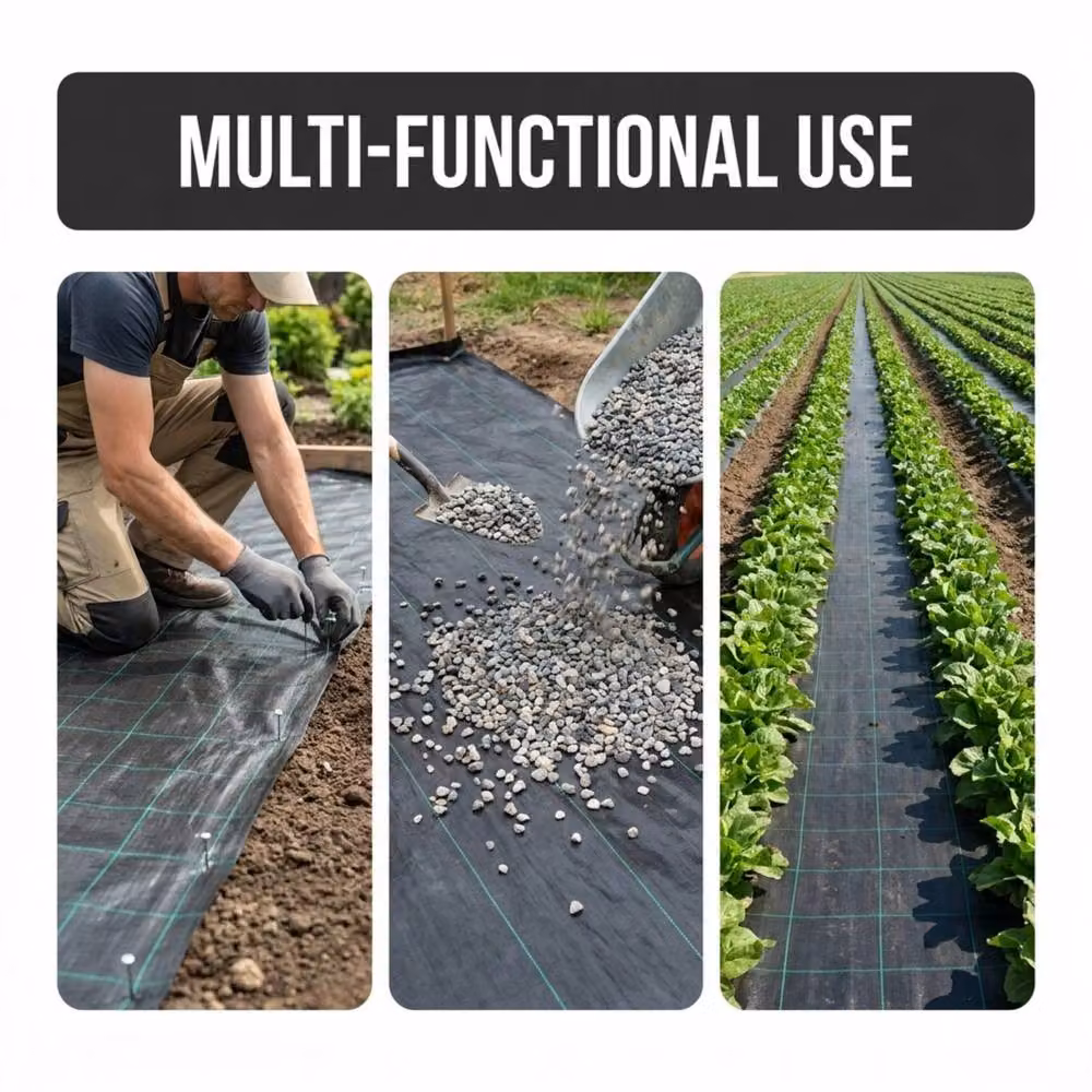 Keplin Heavy Duty Weed Control Membrane Fabric, Black, W: 200 cm, L: 200 cm – 4
