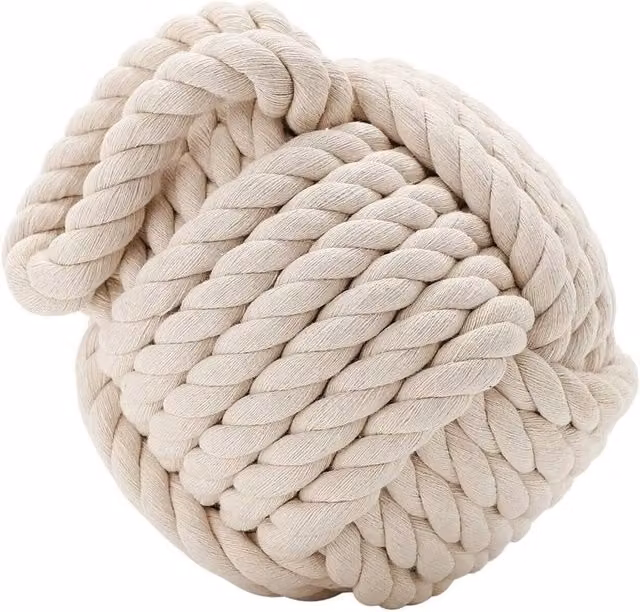 FLAVORA Nautical Rope Knot Door Stop in Beige and White – 1