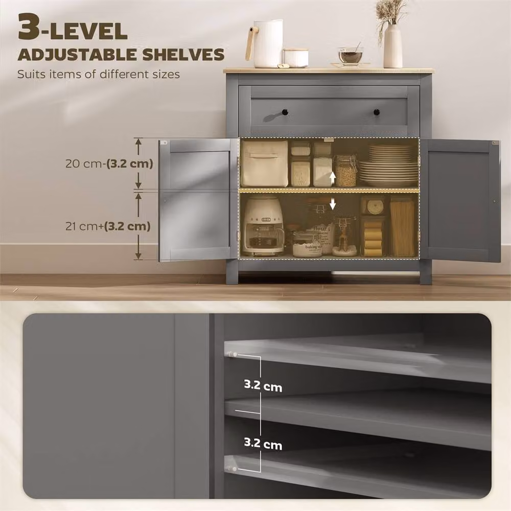 EONLION Grey Modern Matt Sideboard Storage Cabinet, Width: 100 cm – 2