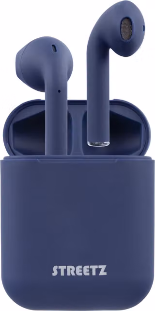 STREETZ True Wireless Stereo Semi in-ear Earbuds with Charging Case - Blue