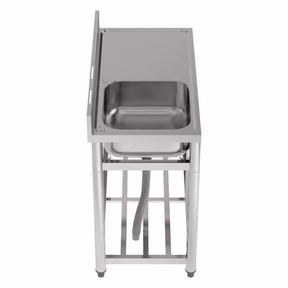 FLAVORA Stainless Steel Single Bowl Right Hand Platform Commercial Sink in Silver W/D/H: 100 x 52 x 90 cm – 2