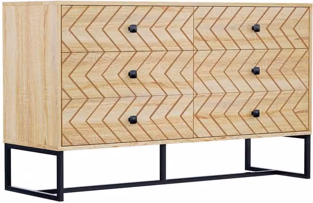 ERGOVEXA 6 Drawer Bedroom Chest of Drawers in Natural Wood Colour – 1