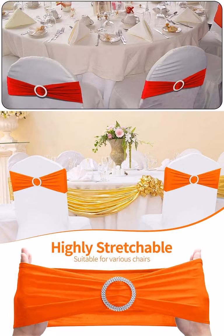 Neel Blue Spandex Chair Band with Slider Buckle in Orange and Neel Blue