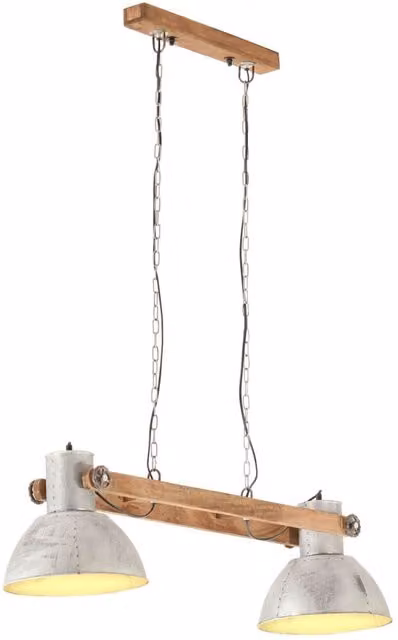 Berkfield Home Industrial Hanging Lamp in Silver and Brown with E27 Socket, Height: 109 cm