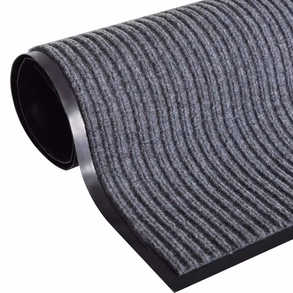 Berkfield Home Non-Slip Striped PVC Door Mat, Grey, W/D/H: 220 x 117 x 1 cm – 2
