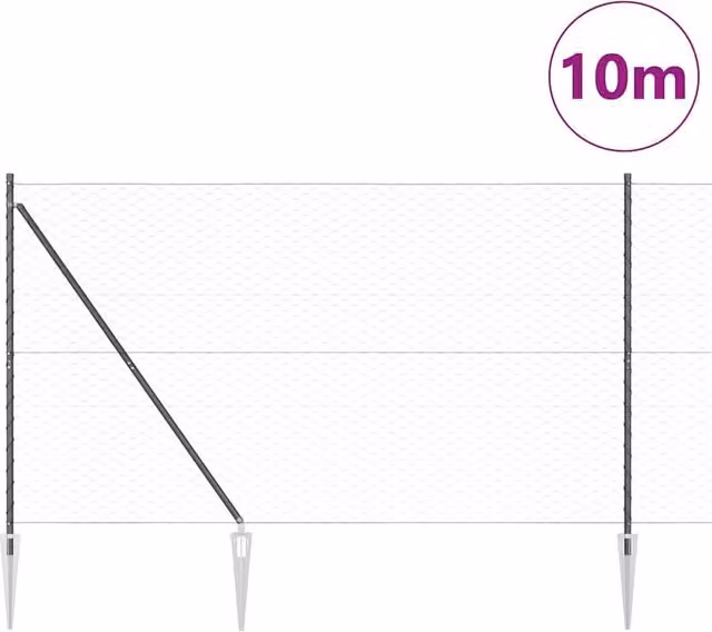 Berkfield Home Hexagon Steel Fence, Grey, W: 150 cm, L: 10 m – 1