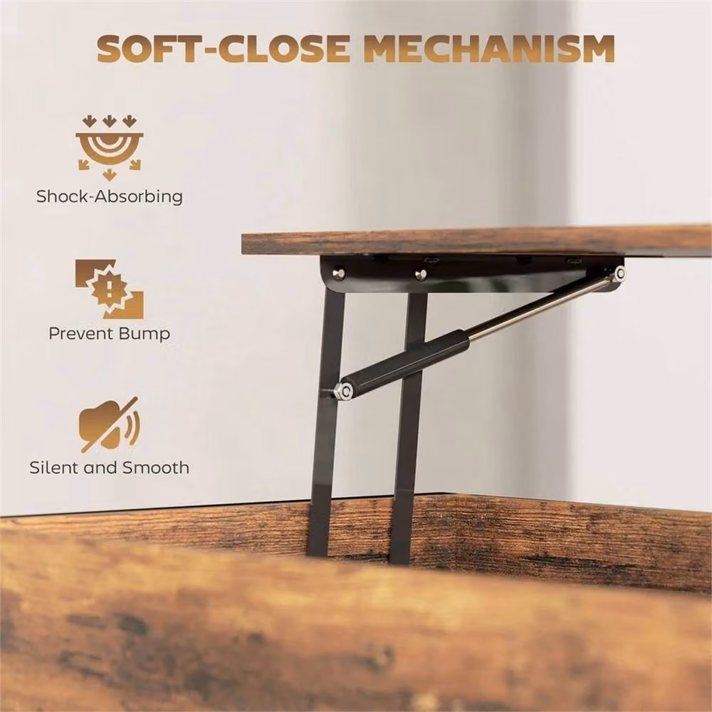 Nordara Industrial Lift Top Coffee Table in Brown with Metal X-Frame Design – 4