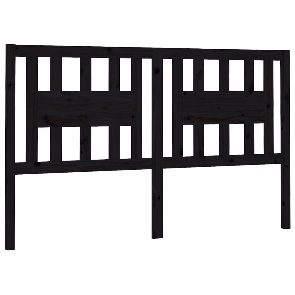 Berkfield Home Black Solid Pine Wood Headboard, W: 206 cm, D: 4 cm, H: 100 cm – 3