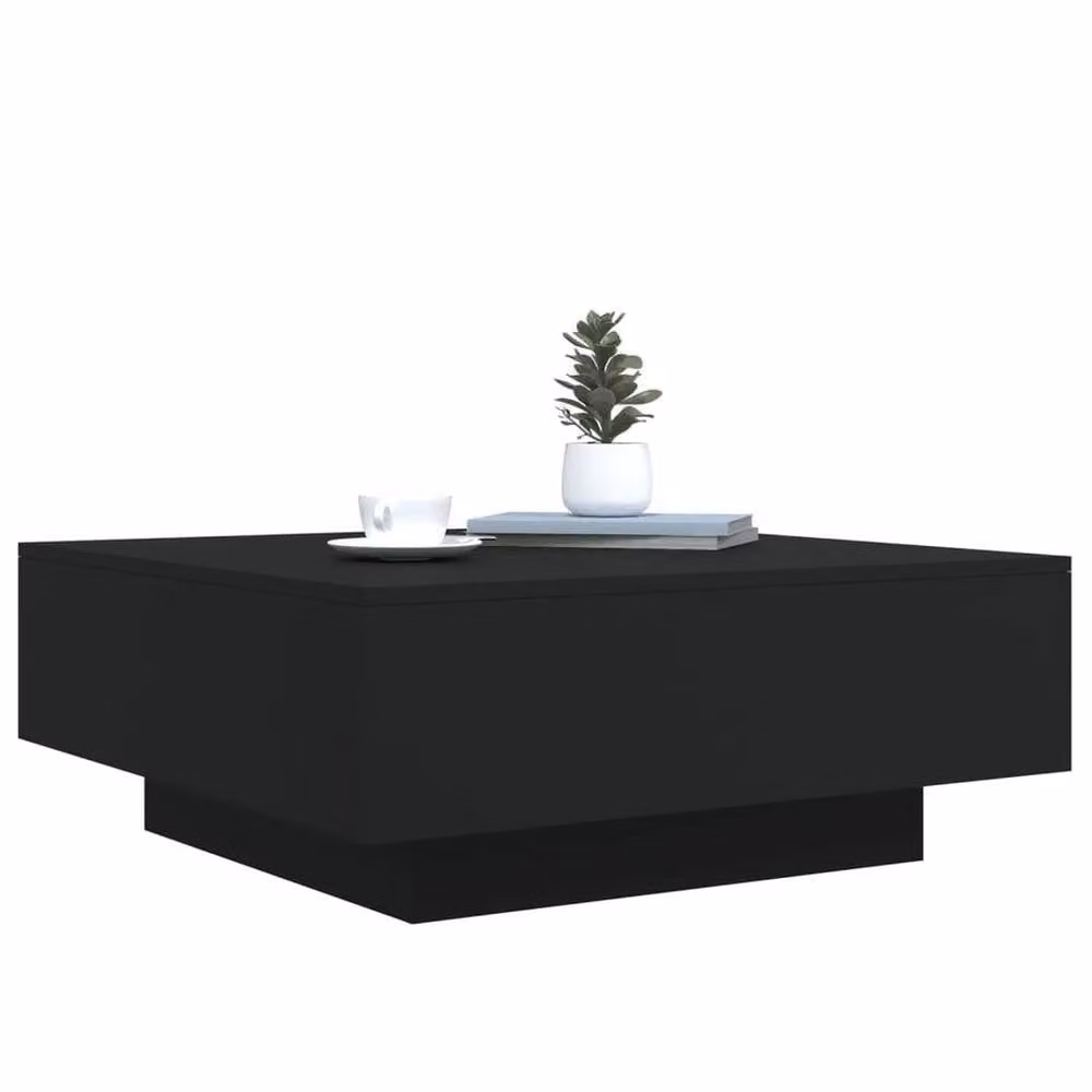 FORGEVIO Modern Black Coffee Table with LED Lights – 3