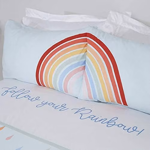 Rapport Home Rainbow and Raindrop Single Polycotton Duvet Cover and Pillowcase Set, Multicolour, W/D/H: 135 x 200 cm and 50 x 75 cm