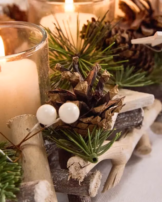 Dibor Nordic Scandinavian Christmas Tabletop Decoration, Multicolour Floral Tealight Candle Holders, Height: 30 cm – 4