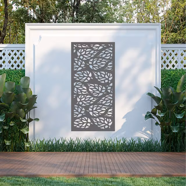 Laser Hut Crown Blossom Floral Metal Wall Art in Anthracite Grey