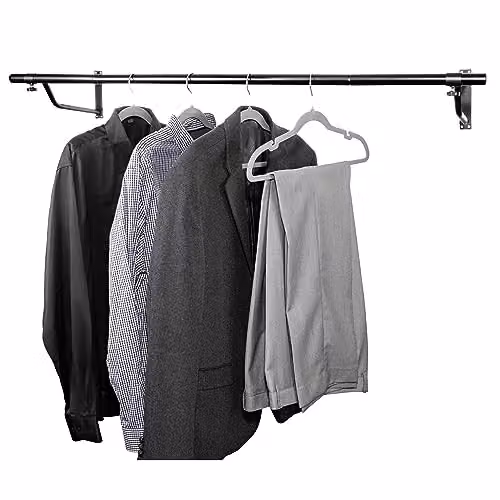 Direct Online Houseware Heavy Duty Wall Mounted Metal Clothes Rail in Matt Black, Width: 121.92 cm – 2
