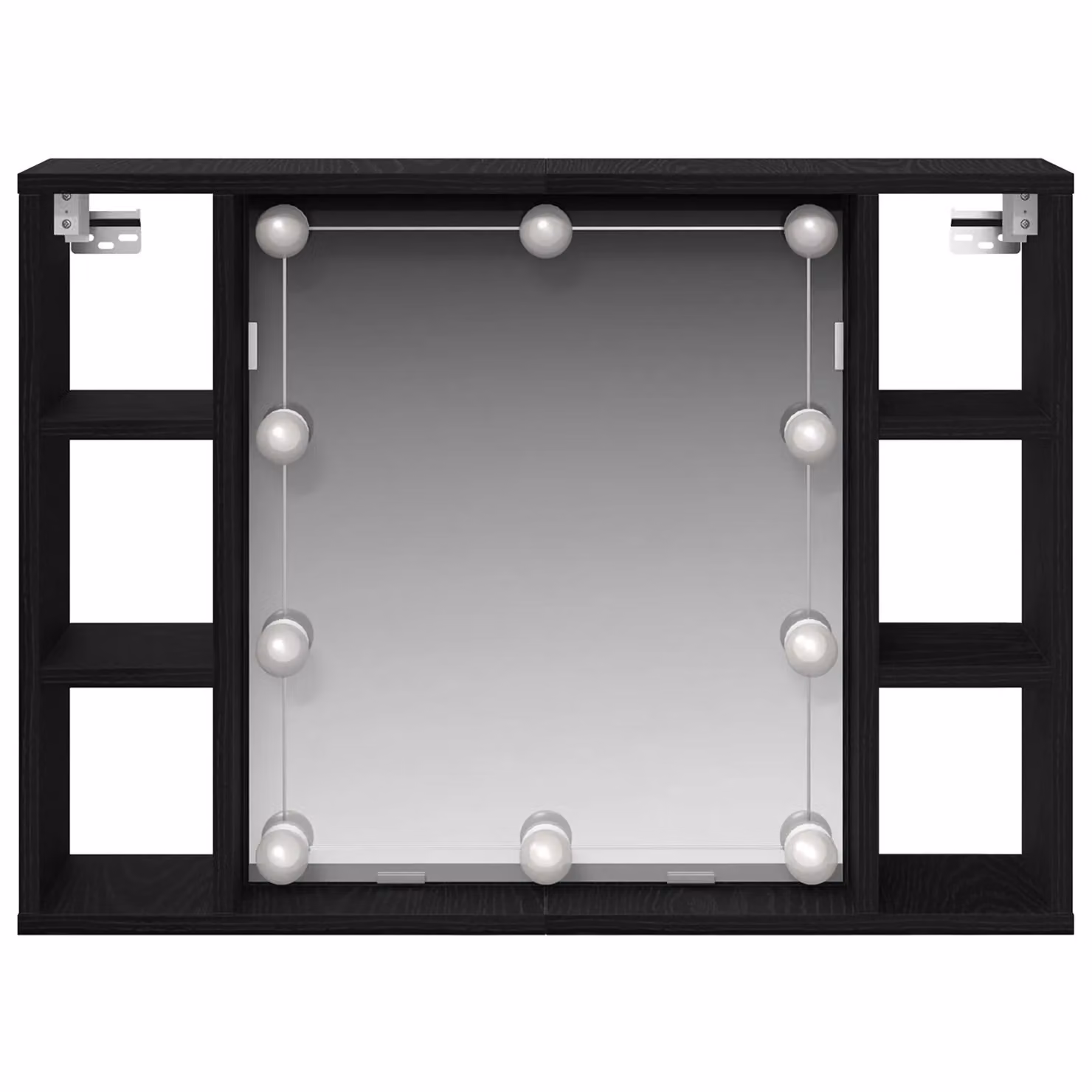 Berkfield Home LED Mirror Cabinet in Black Oak, W/D/H: 76 x 15 x 55 cm – 4