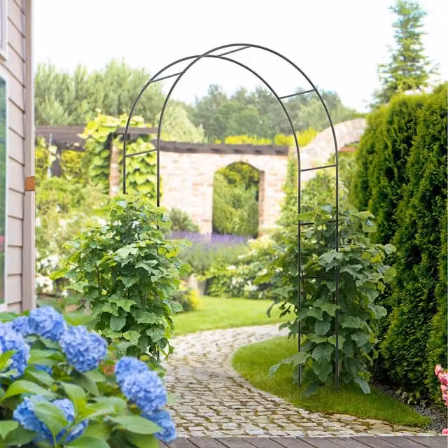 Outsunny Metal Outdoor Garden Arch Climbing Frame in Black