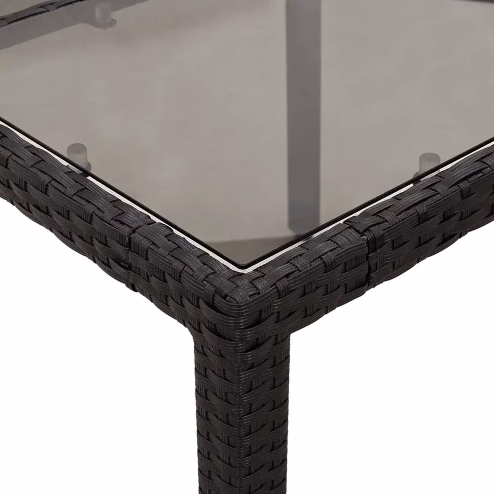 Berkfield Home Rectangular Garden Table with Glass Top in Black, W/D/H: 190 x 90 x 75 cm – 4