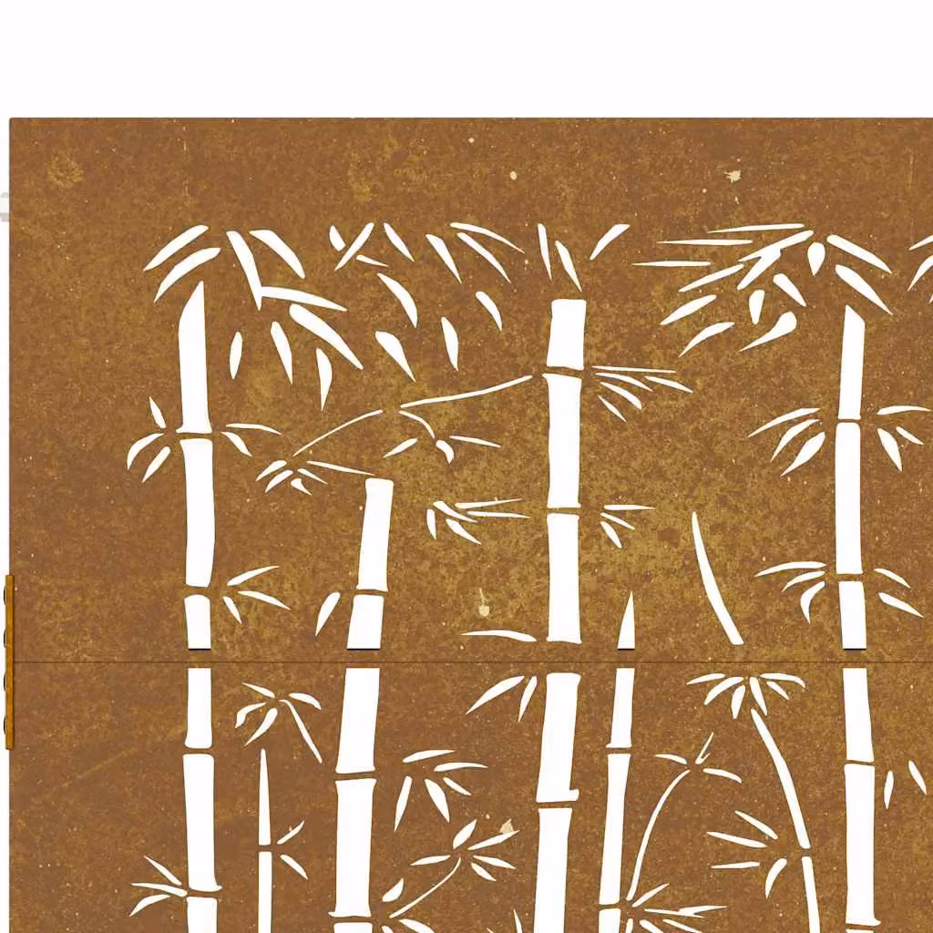 Berkfield Home Garden Gate in Brown Corten Steel with Bamboo Design, W/H: 105 x 105 cm – 4