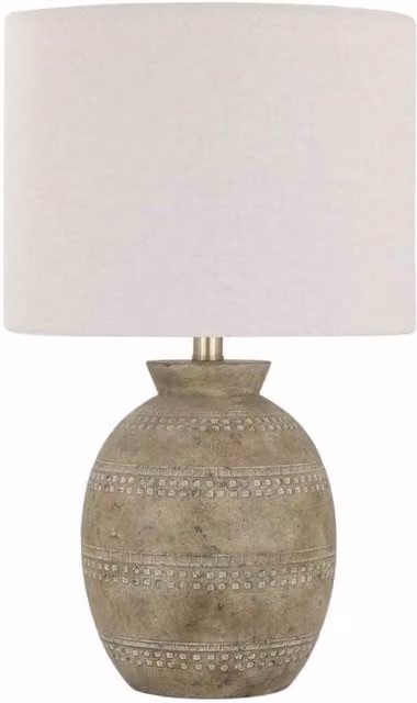 Minster Ceramic Table Lamp in Stone, W: 28 cm, D: 28 cm, H: 24 cm – 1