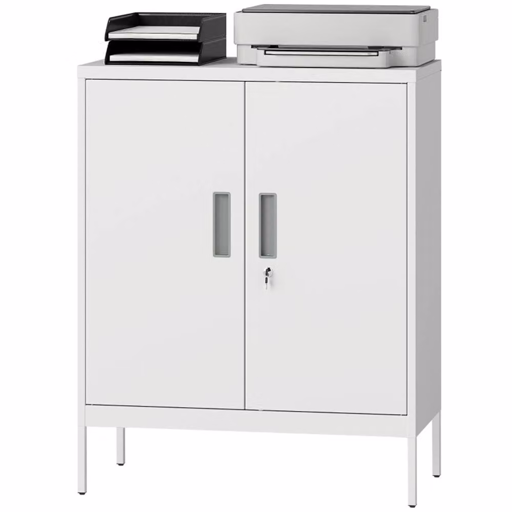 STILVORA Modern White Metal Storage Cabinet with Lock and Adjustable Shelves, W/D/H: 80 x 40 x 100 cm – 3