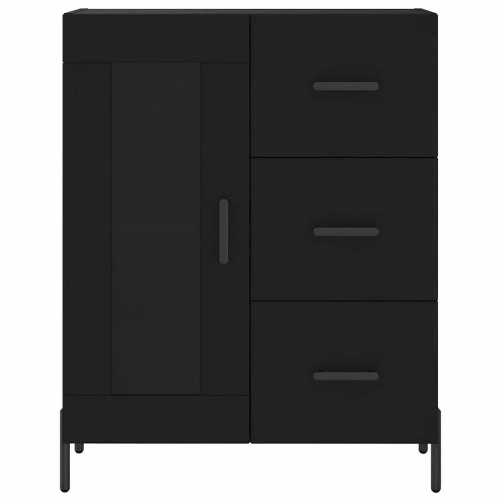 Berkfield Home Black Matt Sideboard W: 69.5 cm, D: 34 cm, H: 90 cm – 4