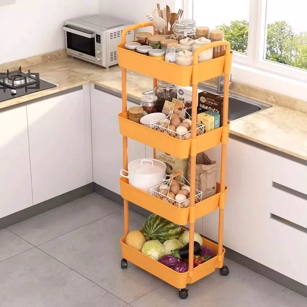 EONLION 4 Tier Kitchen Trolley Storage Rack Shelf in Yellow, Height: 100 cm – 3