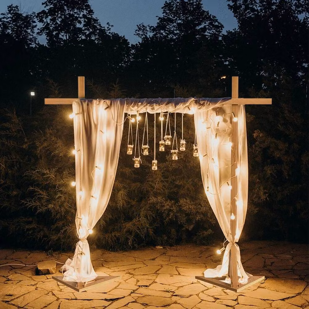 Kelvenix Rustic Wood Engagement Ceremony Backdrop Stand in Brown – 3