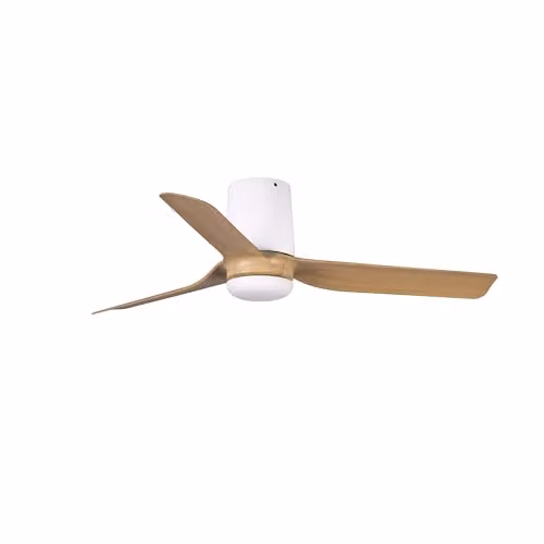 Netlighting Mini Punt Tub Small White and Light Wood DC Ceiling Fan with Remote Control and Timer – 1