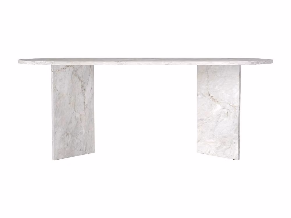 Vente-unique TOPANIA Rectangular Dining Table for 8 People in White Marble Effect, W: 240 cm, D: 90 cm, H: 75 cm – 2