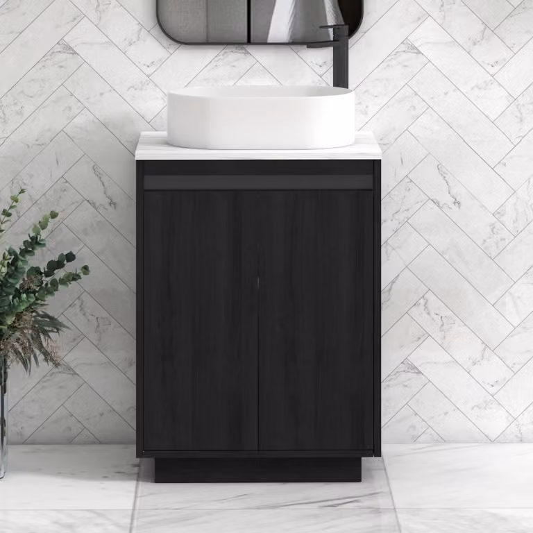 Royal Bathrooms Orion 800mm Hale Black Floor Standing Vanity Unit with Carrara White Countertop and Peak Basin
