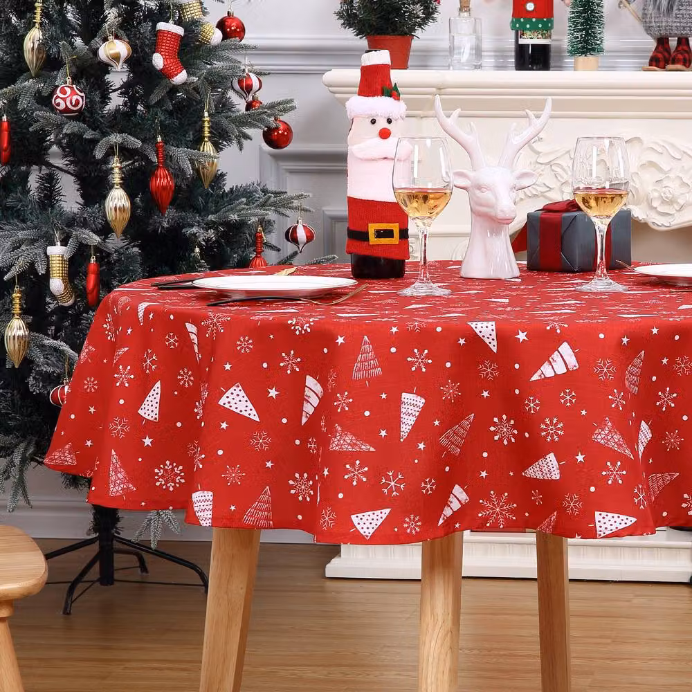 London Boutique Red Christmas Round Tablecloth, Waterproof and Wrinkle-Free, Diameter: 152.4 cm – 2