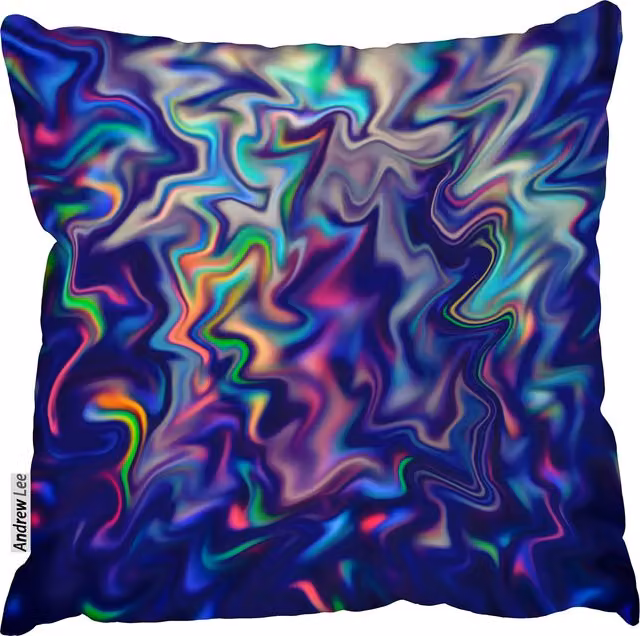 Benjamin Tate Design LTD Blue Multicoloured Marbled Shine Stone Cushion, W 60 cm x H 60 cm