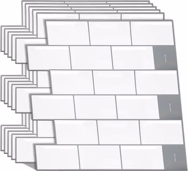 Walplus Glossy 3D Backsplash Tile Stickers in White