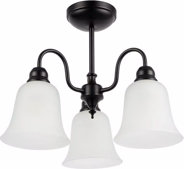 Happy Homewares Classic Ornate Black Ceiling Light Fitting with Glass Downlight Shades