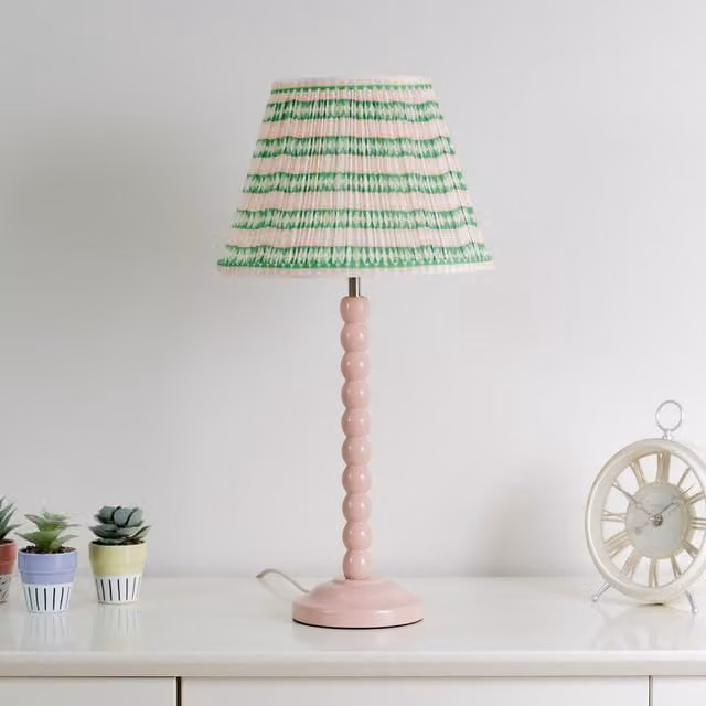 Riza Tapered Fabric Pleated Easy Fit Small Lamp Shade with LED Bulb in Pink