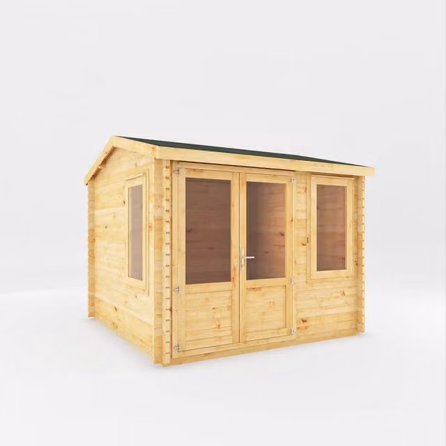 Mercia Home Office Elite 28 mm Log Cabin in Brown, W: 303.2 cm, D: 314.3 cm, H: 260 cm
