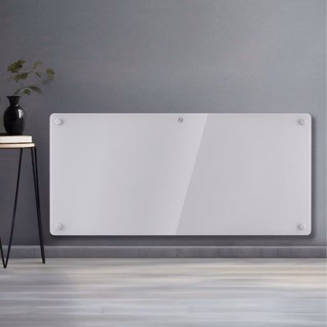 Futura 2000W Electric Glass Panel Convector Heater, White, Wall Mounted or Freestanding
