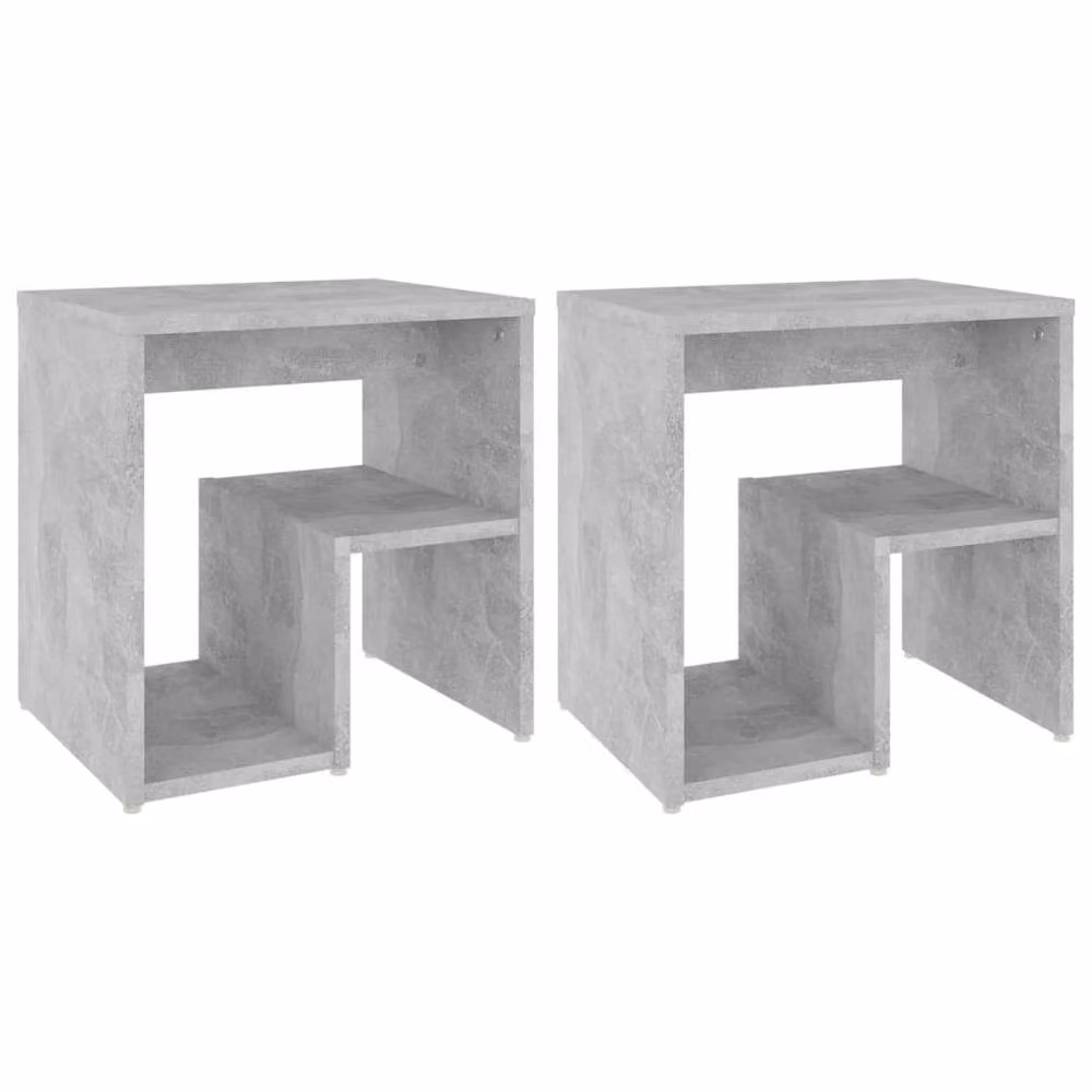 Berkfield Home Durable Bed Cabinets, 2 Piece Set in Concrete Grey, W/D/H: 40 x 30 x 40 cm – 3