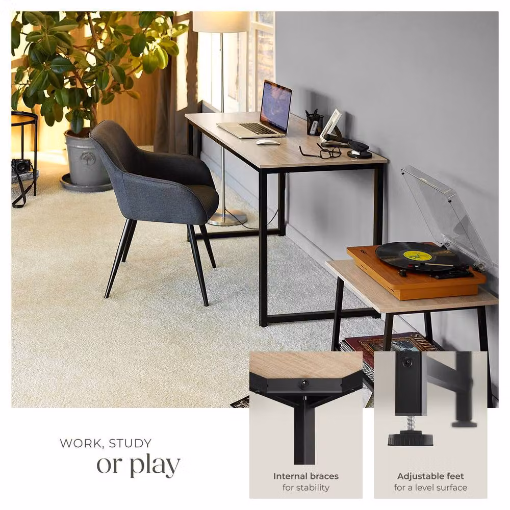 tectake Flint Writing Desk in Light Oak, W/D: 120 x 60 cm – 3