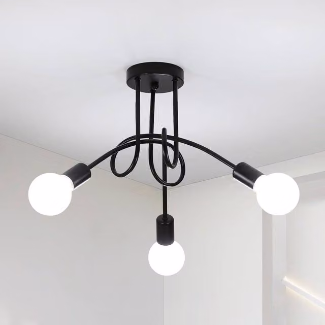Goeco Industrial Black Metal Ceiling Light with E27 Socket, Diameter: 40 cm