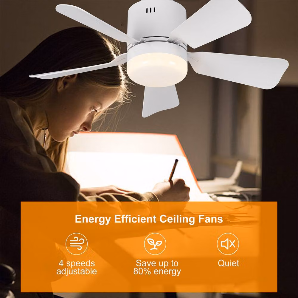 NIVOR E27 Socket LED Ceiling Fan Light in White, Dimmable with Remote Control and 4 Speeds, Diameter: 45 cm – 3
