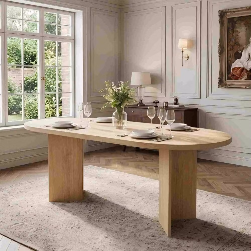 ModernLuxe Modern Oval Dining Table in Brown with Pedestal Base, W: 180 cm, D: 90 cm, H: 75 cm – 3