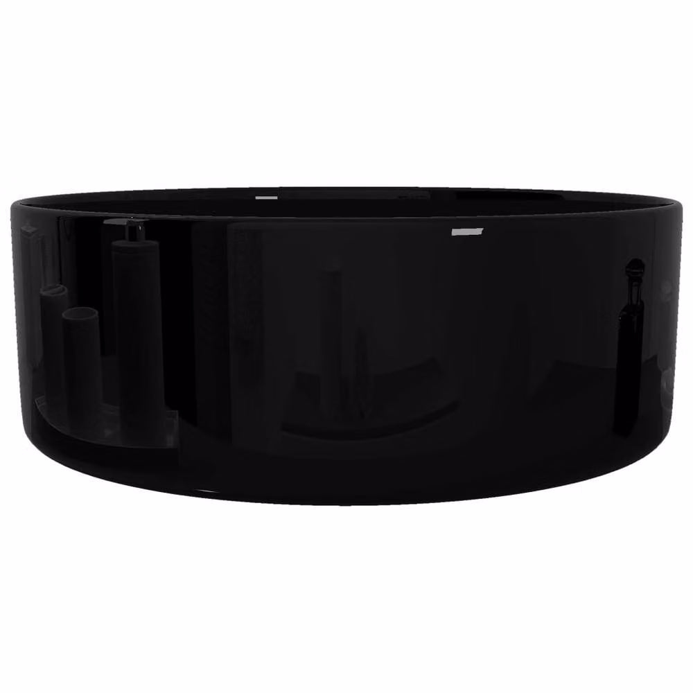 Berkfield Home Elegant Round Ceramic Countertop Basin, Black, W: 40 cm, D: 40 cm, H: 15 cm – 4
