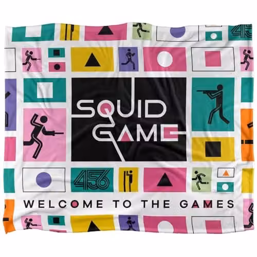 Squid Game Season 3 Game Icons Silky Touch Super Soft Fleece Throw Blanket, White, W/D/H: 152 x 127 cm
