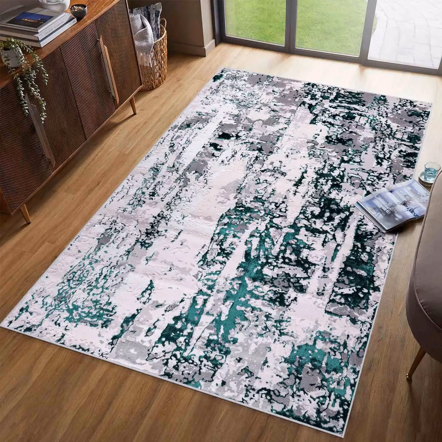 Desire Rugs Styra Modern Abstract Area Rug in Aqua, Blue and Silver, W: 160 cm, L: 230 cm – 5