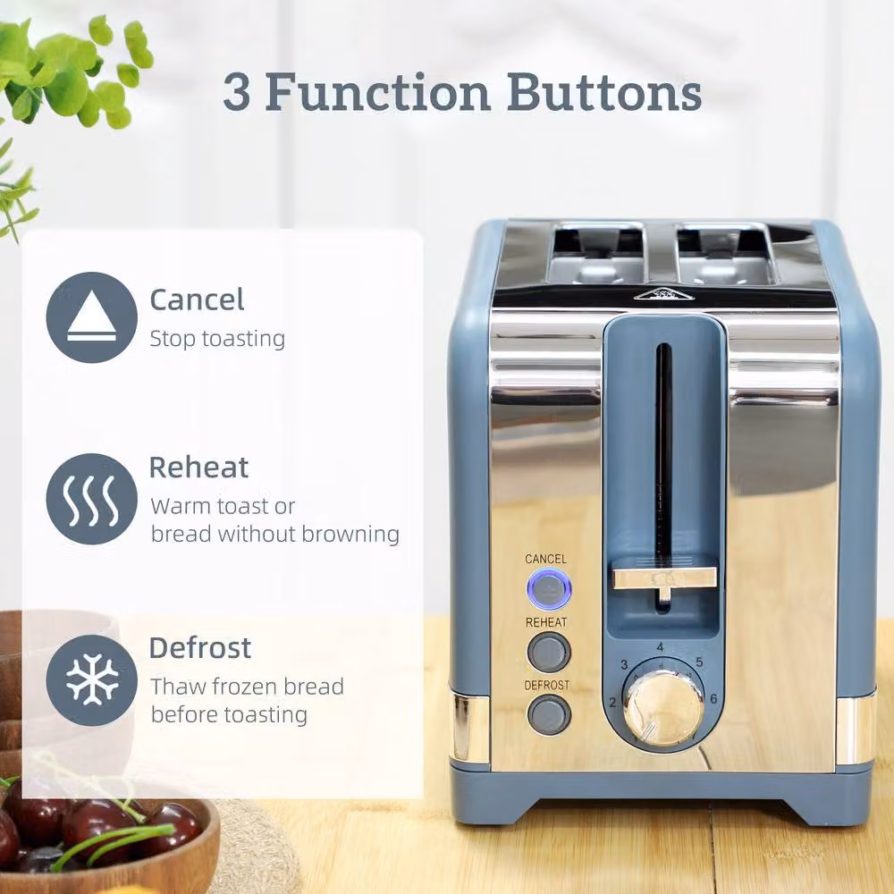 STILVORA Kettle and Toaster Set in Blue with Auto Shut-Off and Limescale Filter – 3