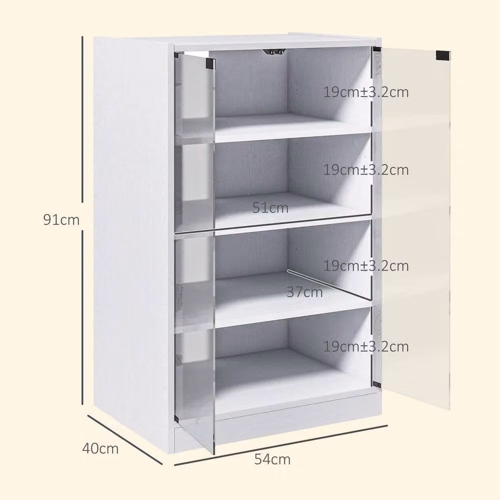 FORGEVIO 4-Tier Hi-Fi Stand with Adjustable Shelves in White, W/D/H: 54.0 x 40.0 x 91.0 cm – 2