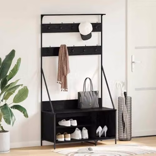 vidaXL Clothes Rail in Black Oak, W/D/H: 100 x 41 x 184 cm – 2