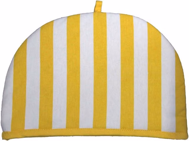 Homescapes Double Design Yellow Stripes Tea Cosy and Teapot Warmer in Yellow