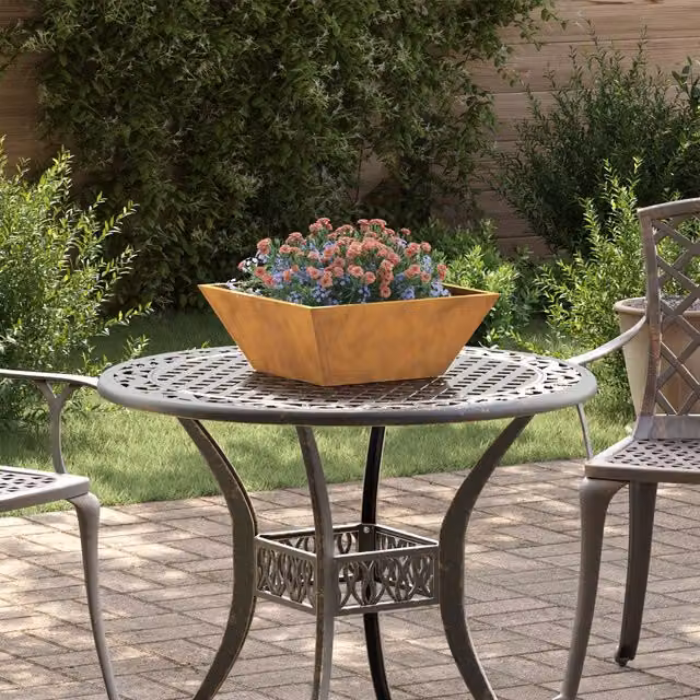 Berkfield Home Garden Bowl Planter Set of 5 in Multicolour Weathering Steel, W/D/H: 40 x 40 x 15 cm